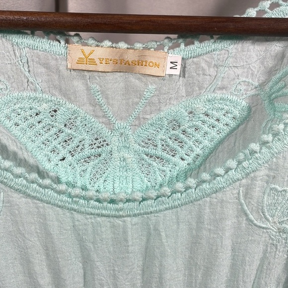 Ye’s by Yesir , ART Vintage Mint Green Lace butterfly Sleeveless Top (Rare) - Picture 3 of 3